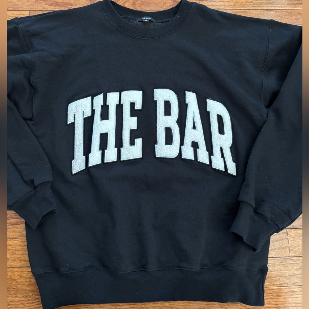 The Bar Black Crewneck Sweater with white Logo